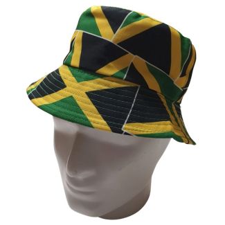 Adults 100% Cotton Jamaica Flag Design Bucket Hat