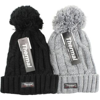 Kids chunky Knitted Bobble Hat - Assorted Colours 