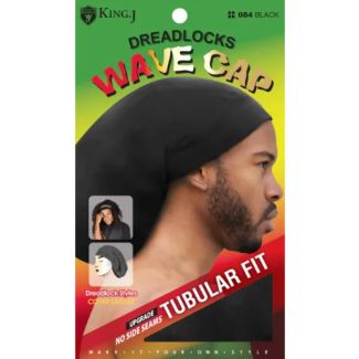 King. J Dreadlock Wave Cap Tubular Fit - Black (084)