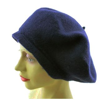 Ladies 100% Wool Beret Hats - Navy 