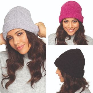 Ladies Chenille Beanie Hats - Assorted Colour 