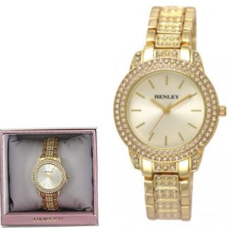 Ladies Henley Bling Diamante Bracelet Watch - Gold