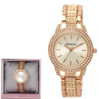 Wholesale Ladies Henley Bling Diamante Metal Bracelet Watch 