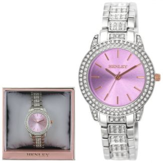 Ladies Henley Metal Bracelet Watch - Silver/Lilac