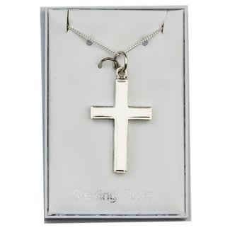 Sterling Silver Cross With Diamond Cut Edges Necklace (24mm)