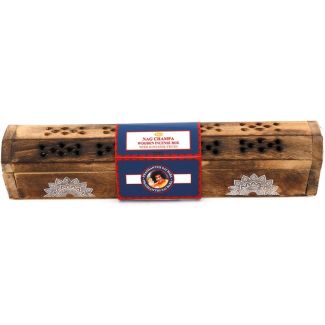 Large Mango Wood Nag Champa Incense Stick Box with 10 Sticks - 31cm