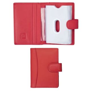 Leather Credit Card Holder RFID Protected - Red