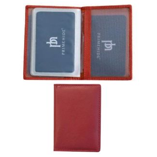 Leather Credit Card Holder RFID Protected - Red