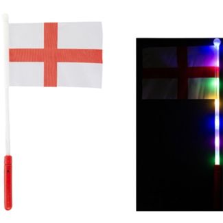 Light Up St George Hand Waving Flag - 20cm x 14cm