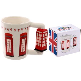 London Icons Red Telephone Box Shaped Handle Ceramic Mug
