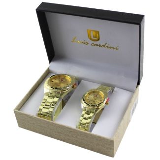 Luis Cardini His & Her Watch Gift Set - Gold (2522)