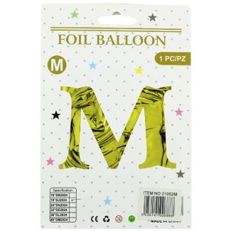 16" Letter "M" Air filled Foil Balloon - Gold