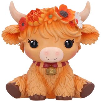Marigold Orange Flower Cow Figurine - 10.5cm