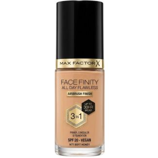 Max Factor Facefinity 3-in-1 SPF20 Foundation – N77 Soft Honey (30ml)