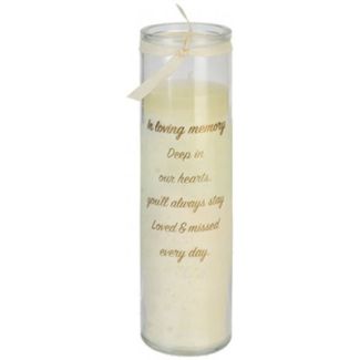 Memorial Candle Jar with Ribbon – In Loving Memory Tribute (20cm)