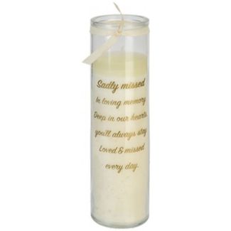 Memorial Candle Jar with Ribbon – Sadly Missed & In Loving Memory Tribute (20cm)