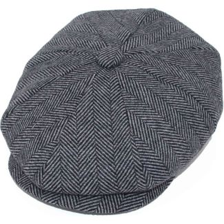 Compact Grey Herringbone Baker Style Flat Cap – X-Large