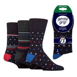Men's "Chilli Pepper" Gentle Grip Socks (3 Pack) - Assorted 