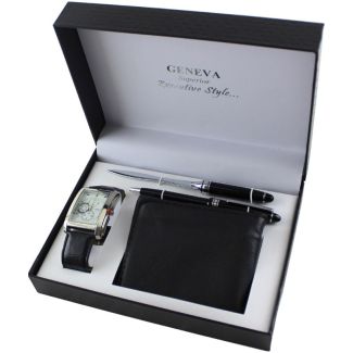 Men's Geneva Superior Executive Style Gift Set -Black