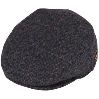 Men's Navy tweed check Newsboy Flat Hat - Medium 