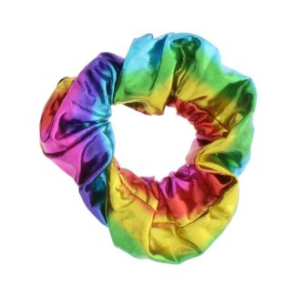 Metallic Effect Rainbow Hair Scrunchies