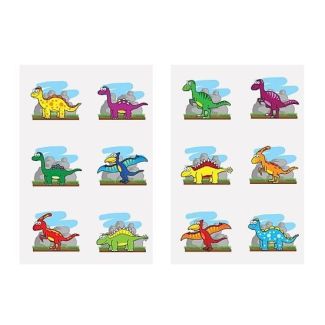 6pc Kids Dinosaur Temporary Tattoos (4cm) - Assorted Designs