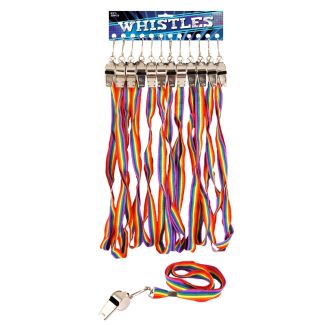 Multi Purpose Whistle on Rainbow Lanyard