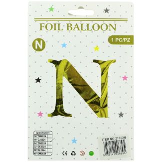 16" Letter "N" Air filled Foil Balloon - Gold