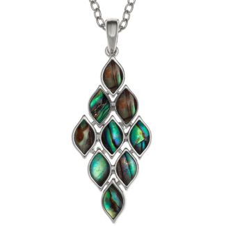 Natural Paua Shell Articulated Diamond Pendant Necklace