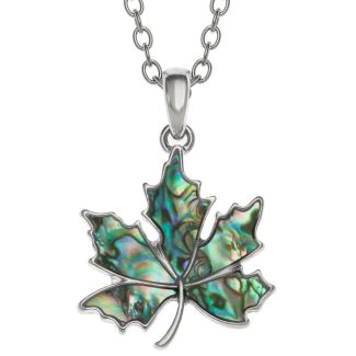 Natural Paua Shell Summer Leaf Pendant Necklace