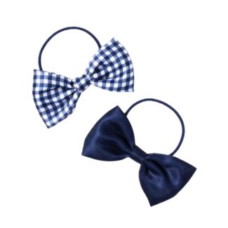 2pcs Navy Hair Bow With Elastic - 8.5cm
