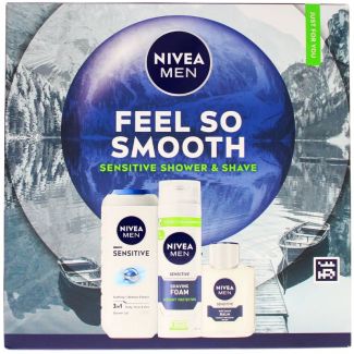 Nivea Men Feel So Smooth 3pcs Gift Set - Sensitive Shower & Shave 