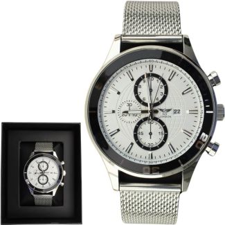 NY London Men's Mesh Bracelet Watch  - PNP/White