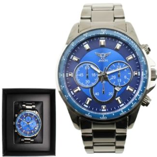 NY London Men's Metal Bracelet Watch - Gun/Blue 
