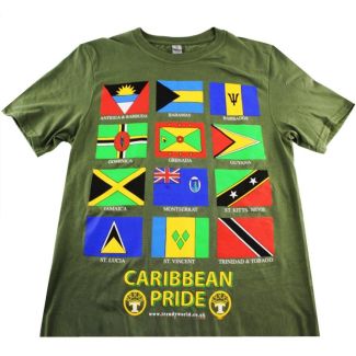 Olive Caribbean Pride T-Shirt - Large 