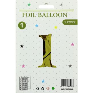 16" Number "1" Air filled Foil Balloon - Gold