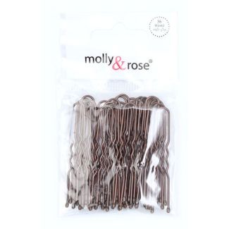 36pcs Brown Waved Metal Hair Pins - 45mm