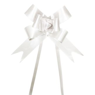 10pcs Pull Bow Flower White Ribbon - 50mm