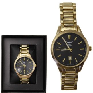 Wholesale Men's NY London Metal Bracelet Watch - Gold/Black
