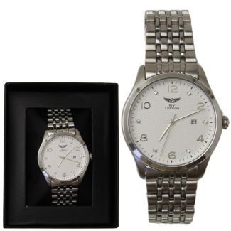 Wholesale Men's NY London Metal Bracelet Quartz Watch - Silver