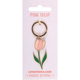 Pink Tulip Floral Keyring