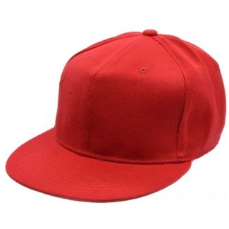 Adults 100% Acrylic Plain Snapback Cap - Red