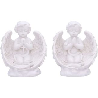 Praying Cherub Tea Light Holders (Set of 2) - (13cm)