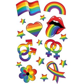 Pride Themed Temporary Tattoo Sheet - Rainbow Colours