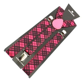 Printed Fashion Braces - Tartan Print (Pink)