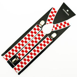 Printed Fashion Braces - Red & White Chequered Design