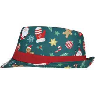 Christmas Printed Gangster Hat – Green