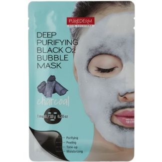 Purederm Deep Purifying Black O2 Bubble Mask - Charcoal