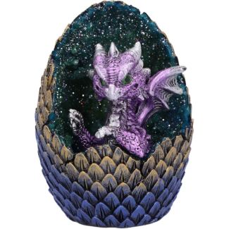 Purple Hatchling Dragon in Geode Egg Figurine – 10.7 cm