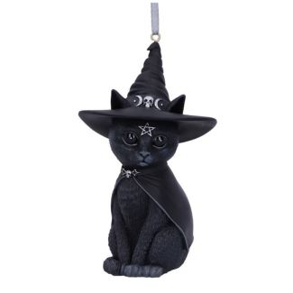 Purrah Black Witch Cat Hanging Figurine 11.5cm